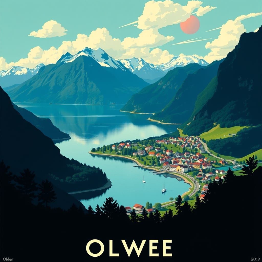 Vintage Travel Poster of Olden, Norway