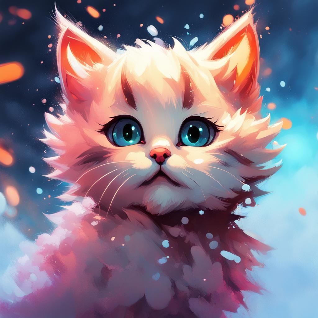 Glitter Cloud Kitten: Halloween Digital Art