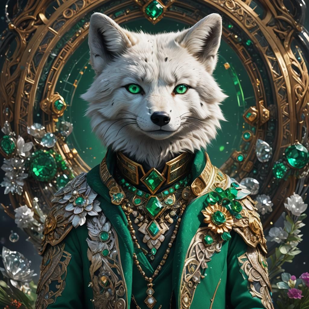 Anthro Arctic Fox Portrait in Hyperrealistic Style