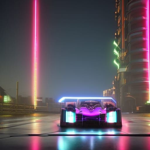 Custom Race Car Drifting Through Neon Tokyo Streets