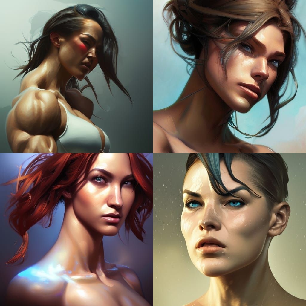 Hyperdetailed Portrait of a Muscular Woman