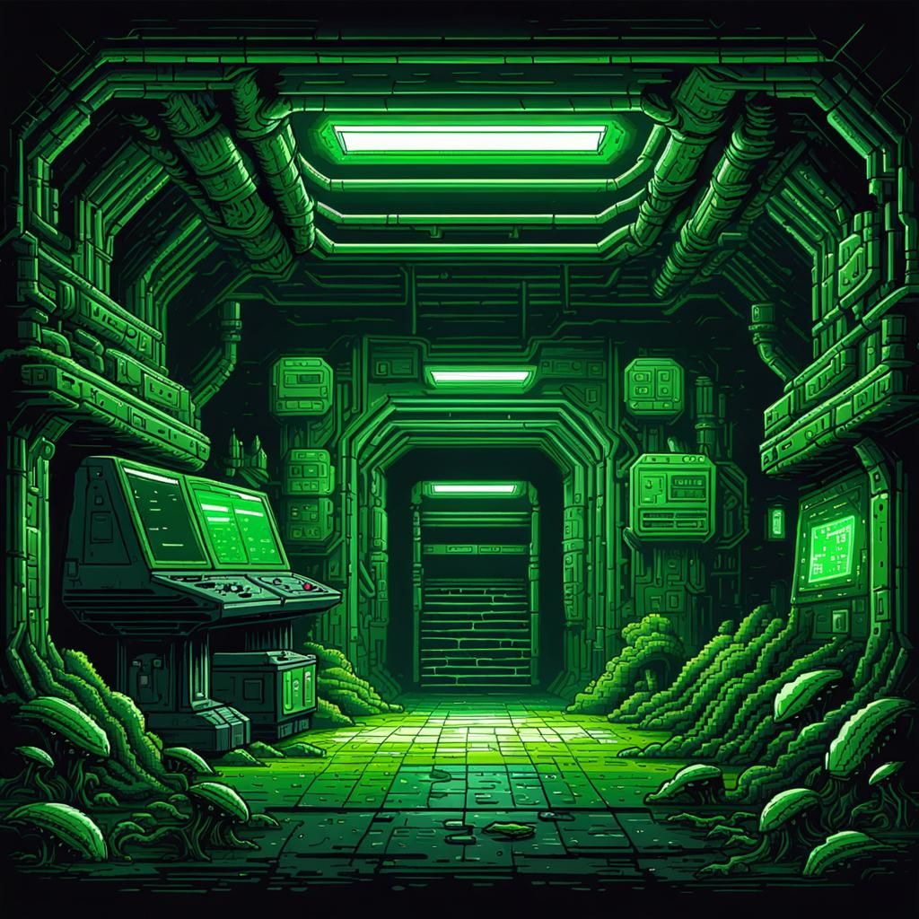 Secret Alien Base in 8-bit Pixel Art