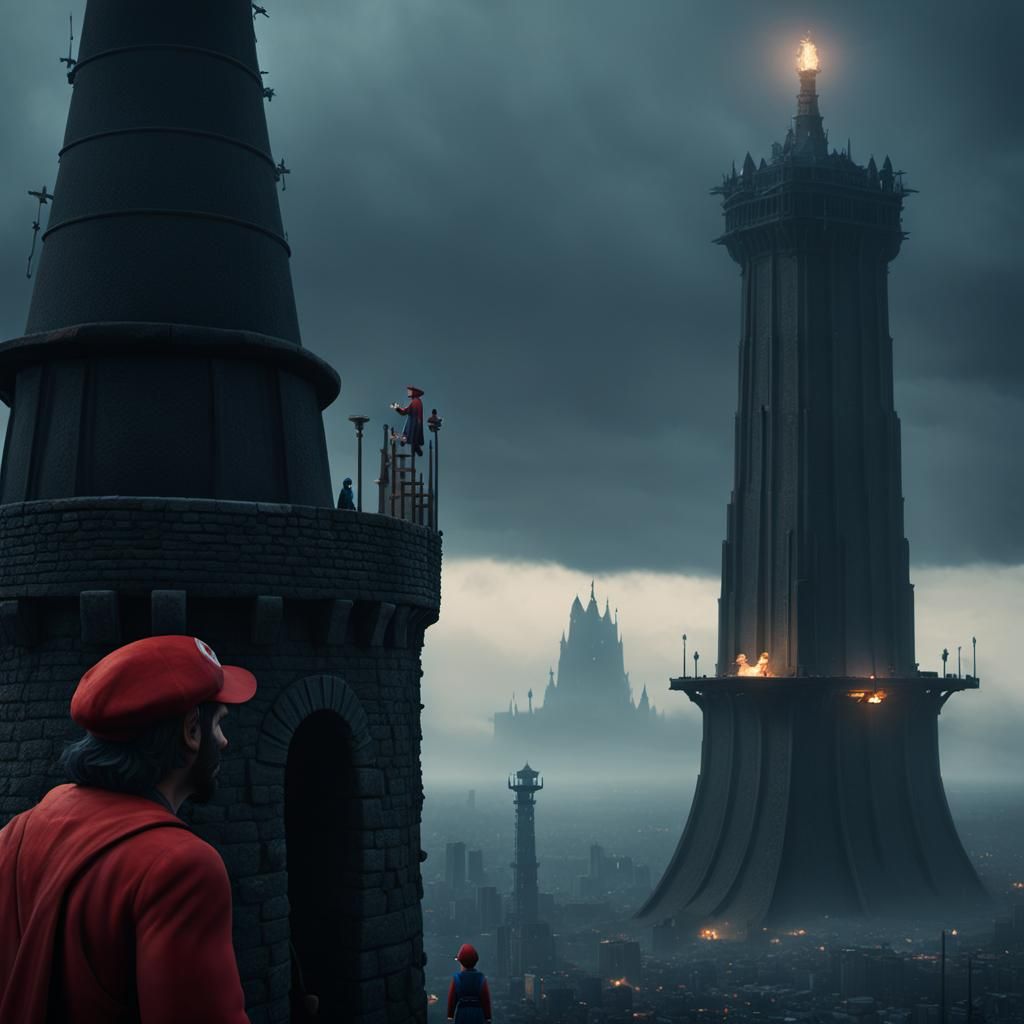 Dark Sorcerer Confronts Hero Atop Tower of Despair