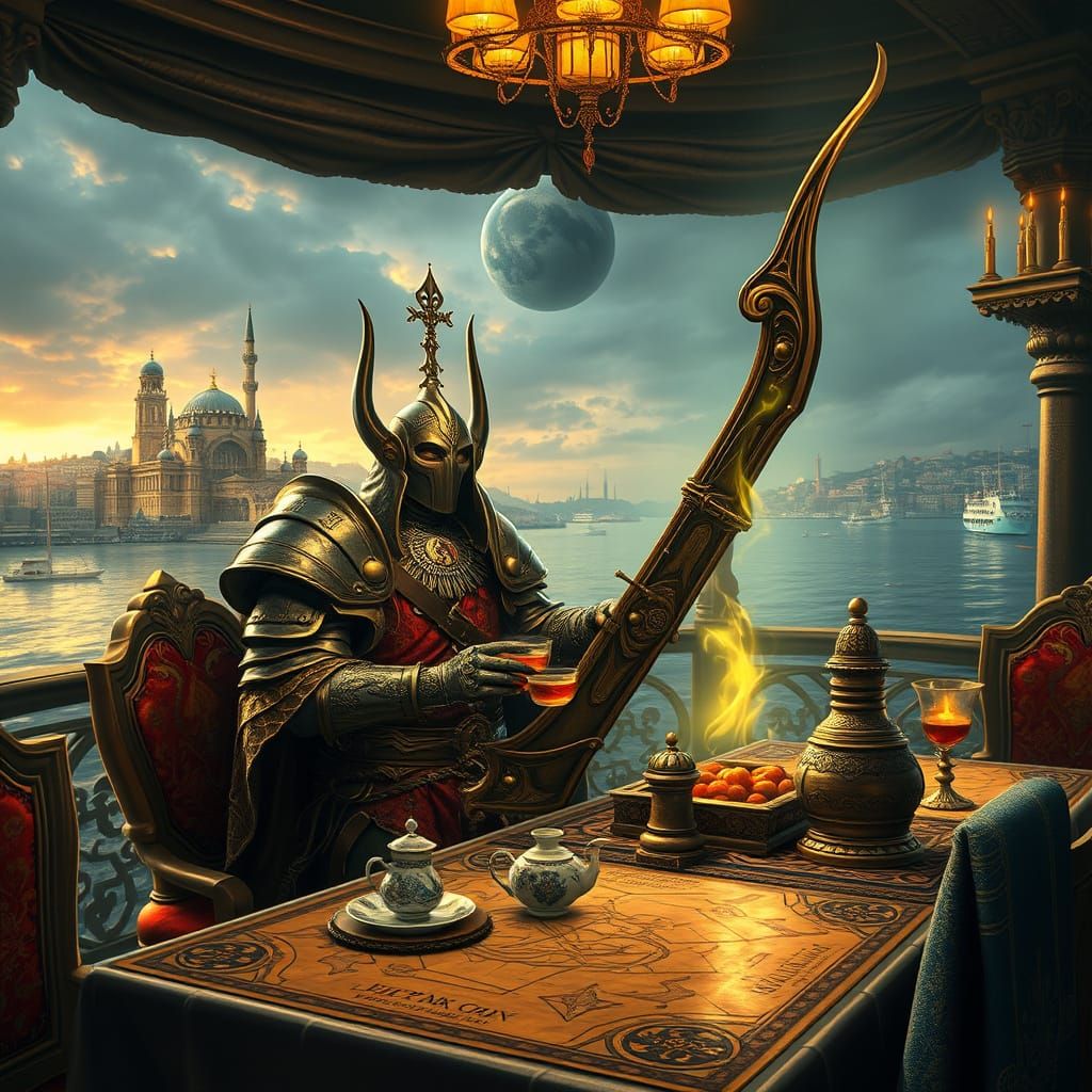 WoW Hunter and Lich King in Ottoman-Inspired Scene