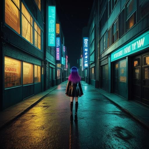 K-Pop Idol in Grungy Alleyway: Surreal Digital Art