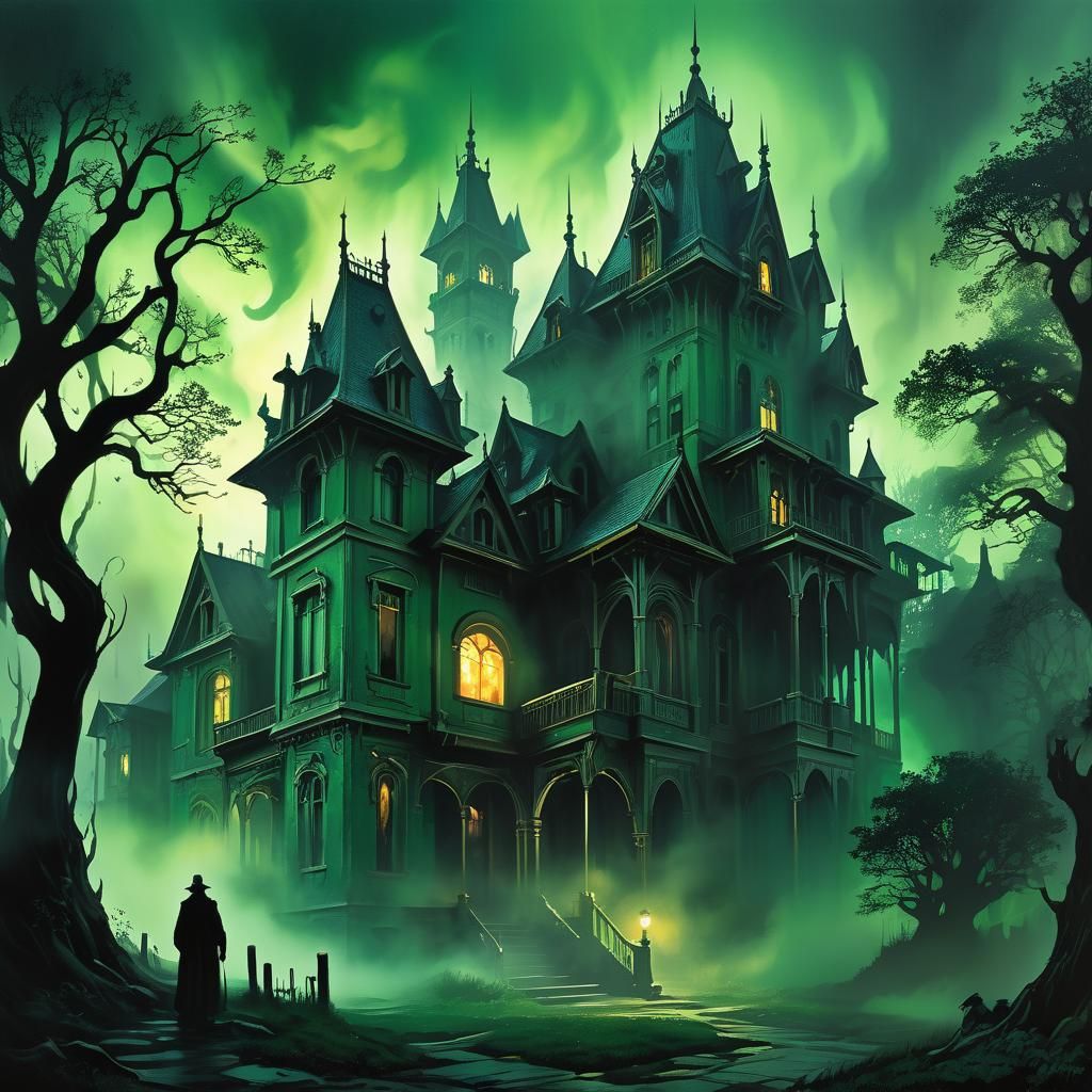 Foreboding Haunted Mansion in Dark Fantasy Style
