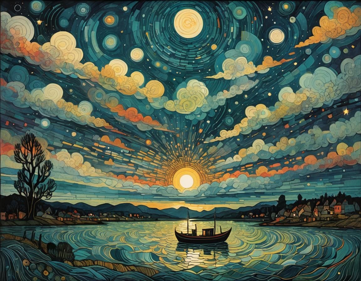 Calm Before Storm in Abstract Watercolor Style