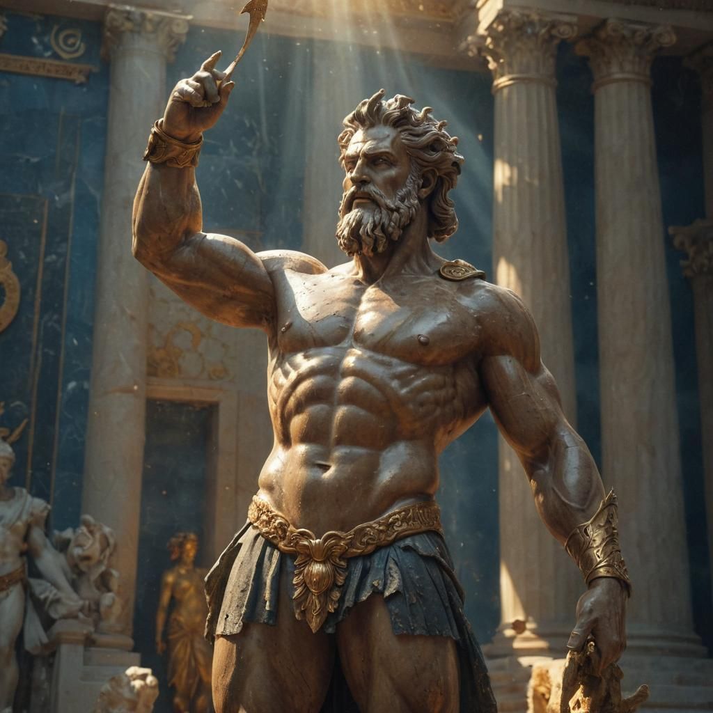 Zeus Statue in Olympus Temple: Mythological Realism