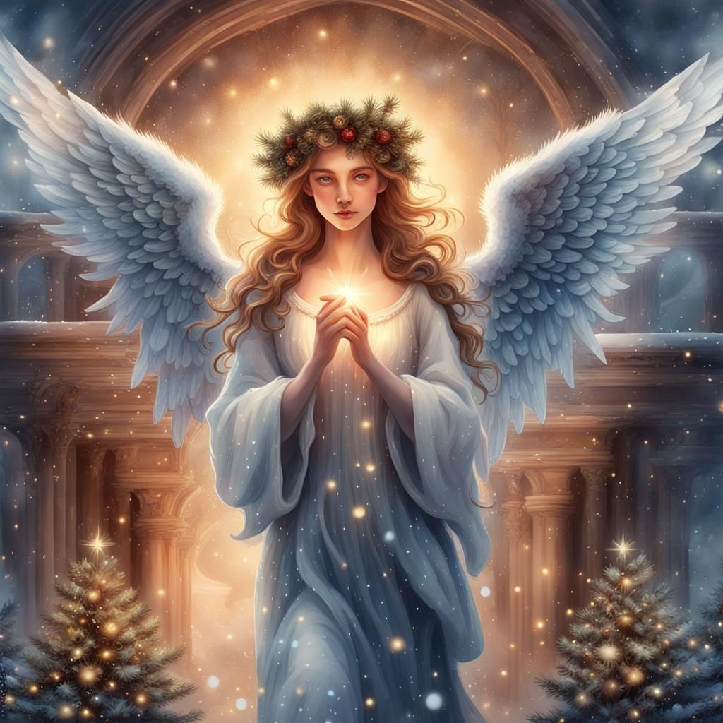 Watercolor Christmas Angels Clip Art