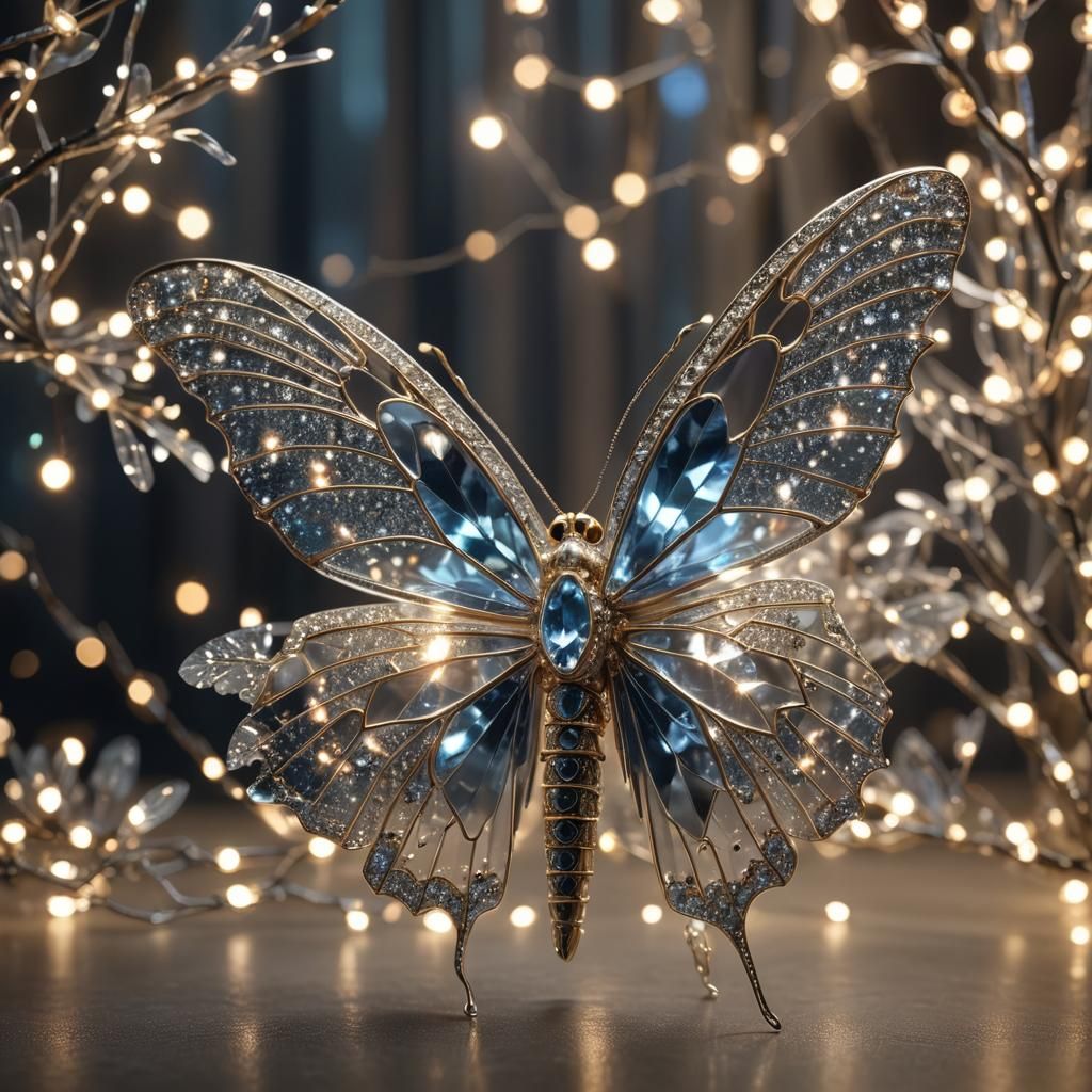 Crystal Moth Flight in Fairy Lights