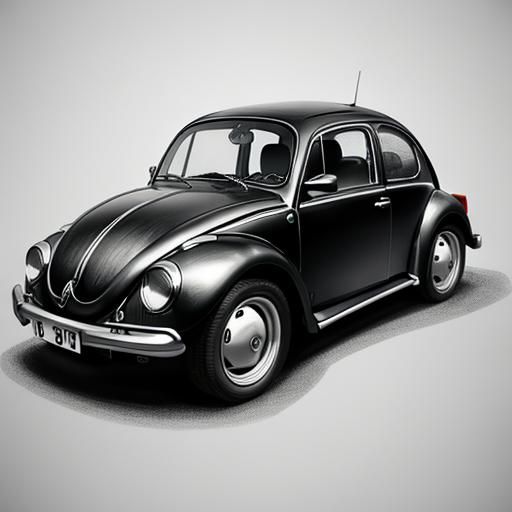 Hyperdetailed Charcoal Drawing of Volkswagen Beetle