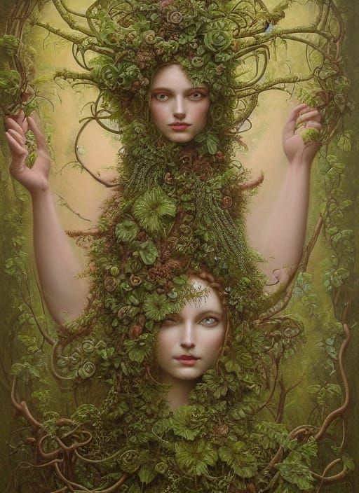 Goddess Gaia Portrait in Surrealist Style