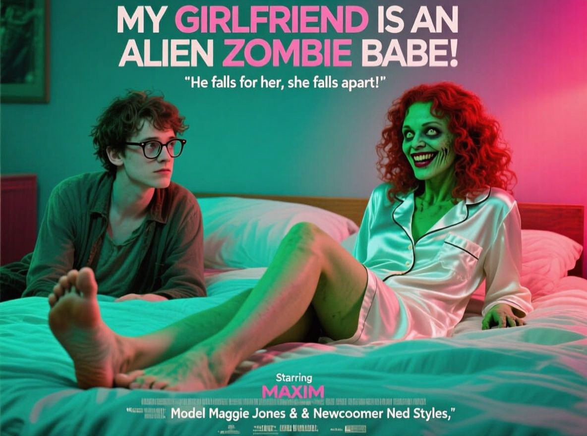 Alien Zombie Babe Movie Poster in Vibrant Photorealistic Sty...