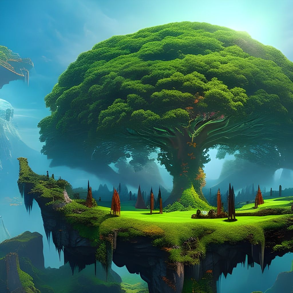 Yggdrasil and Nine Worlds: Knapp-Inspired Oil Painting