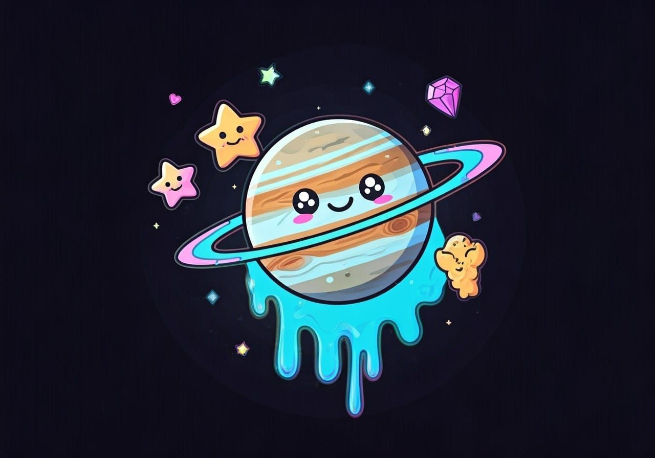 Kawaii Graffiti: Jupiter Hula Hooping in Space