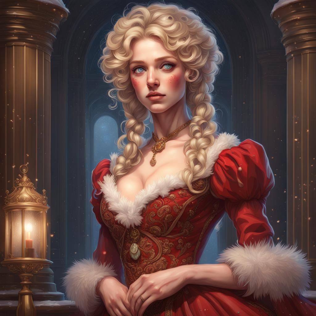 Victorian Princess Portrait in Winter Moonlight