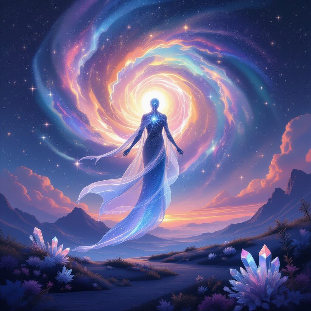 Ethereal Celestial Being Descends Onto Alien Planet