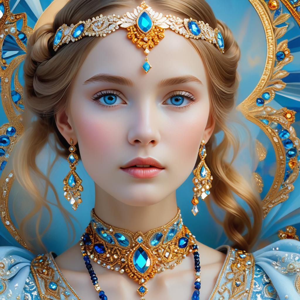 Fauvist Portrait of Russian Princess in Slavic Dress