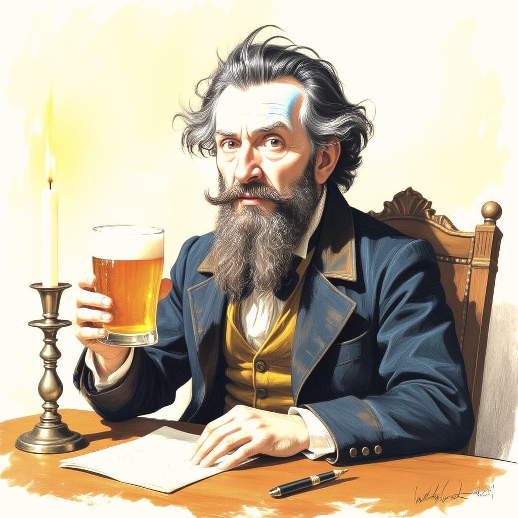 Man Lost in Thought in Goya's Madhouse Style