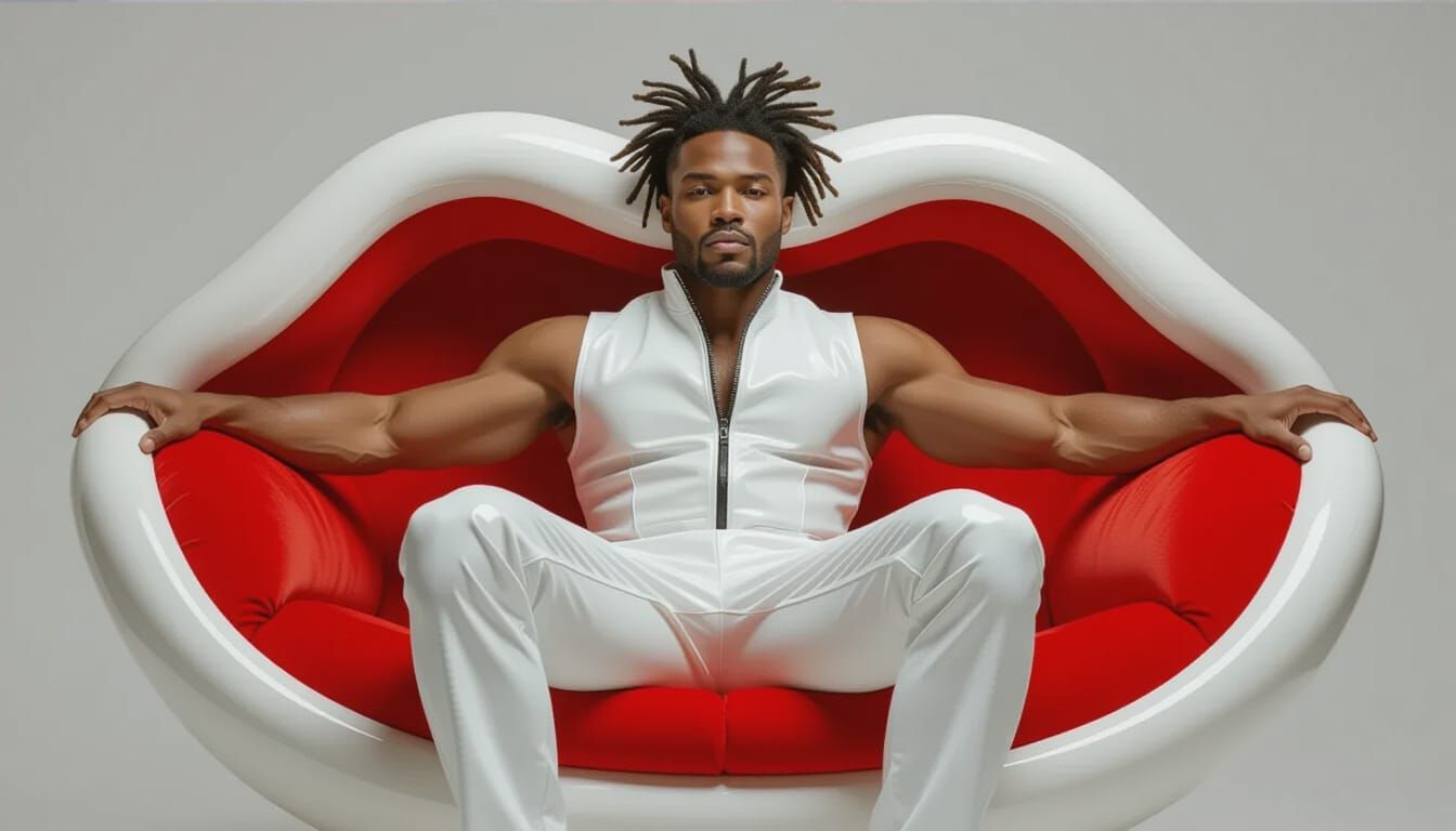 Man on Mouth Chair in Pop-Art Style