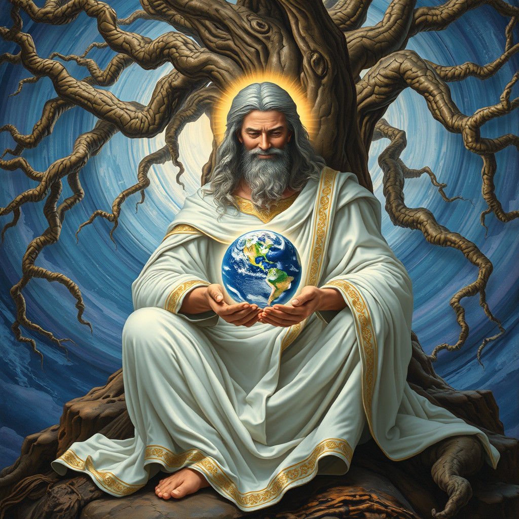 Majestic Deity Creating Earth in Renaissance Style