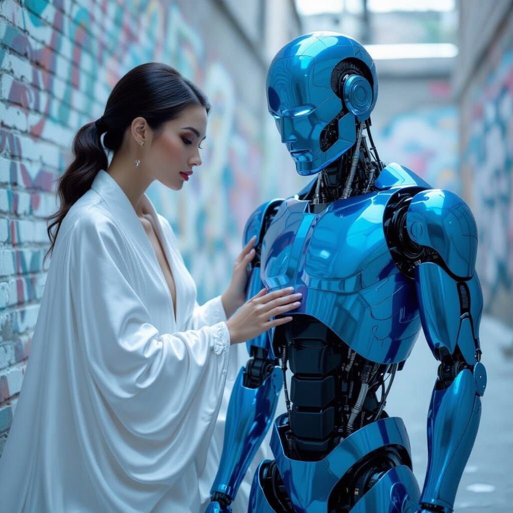 Silver-Haired Man Dreams of Woman in Surrealist Alley