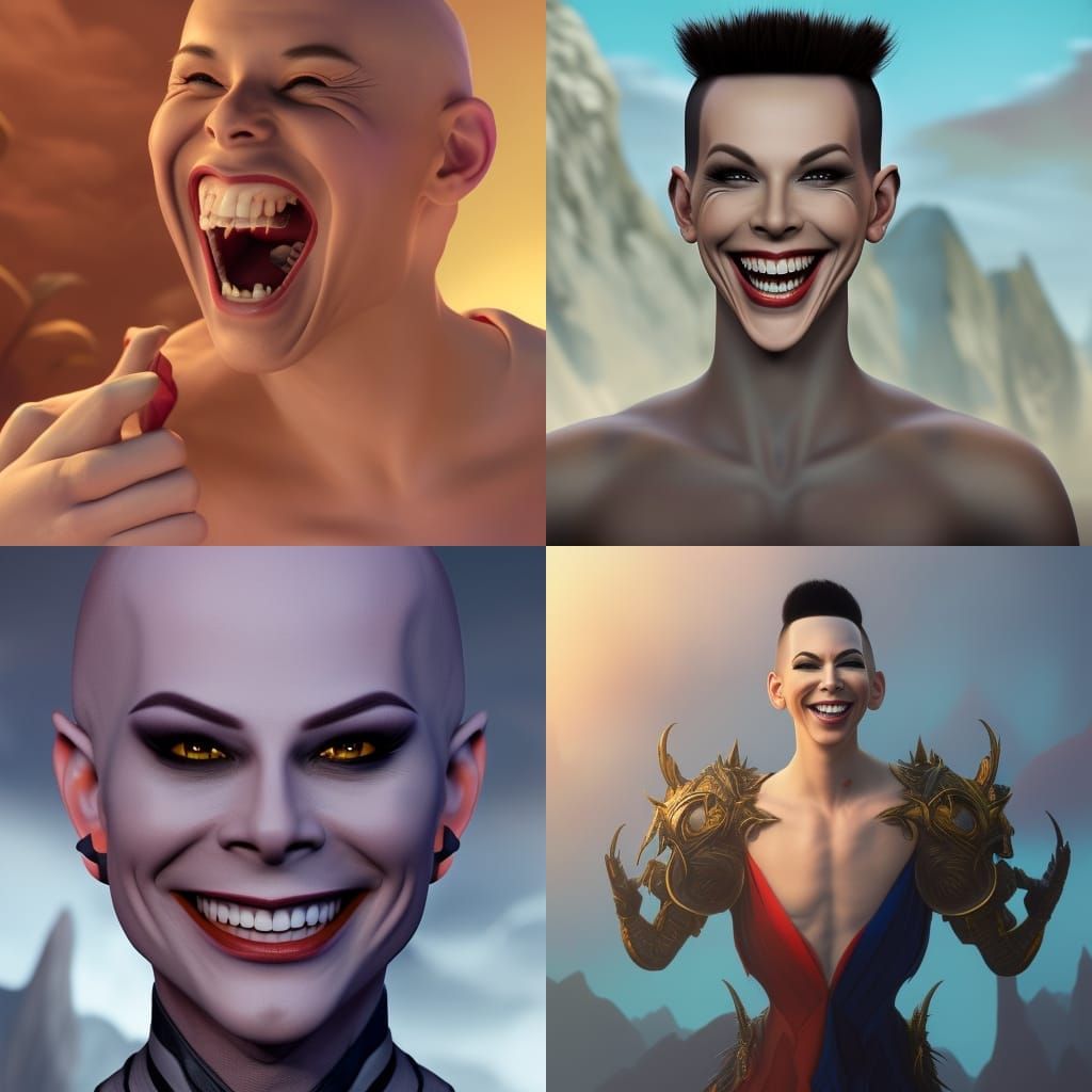 Bald James Charles Laughing in Detailed Matte Painting