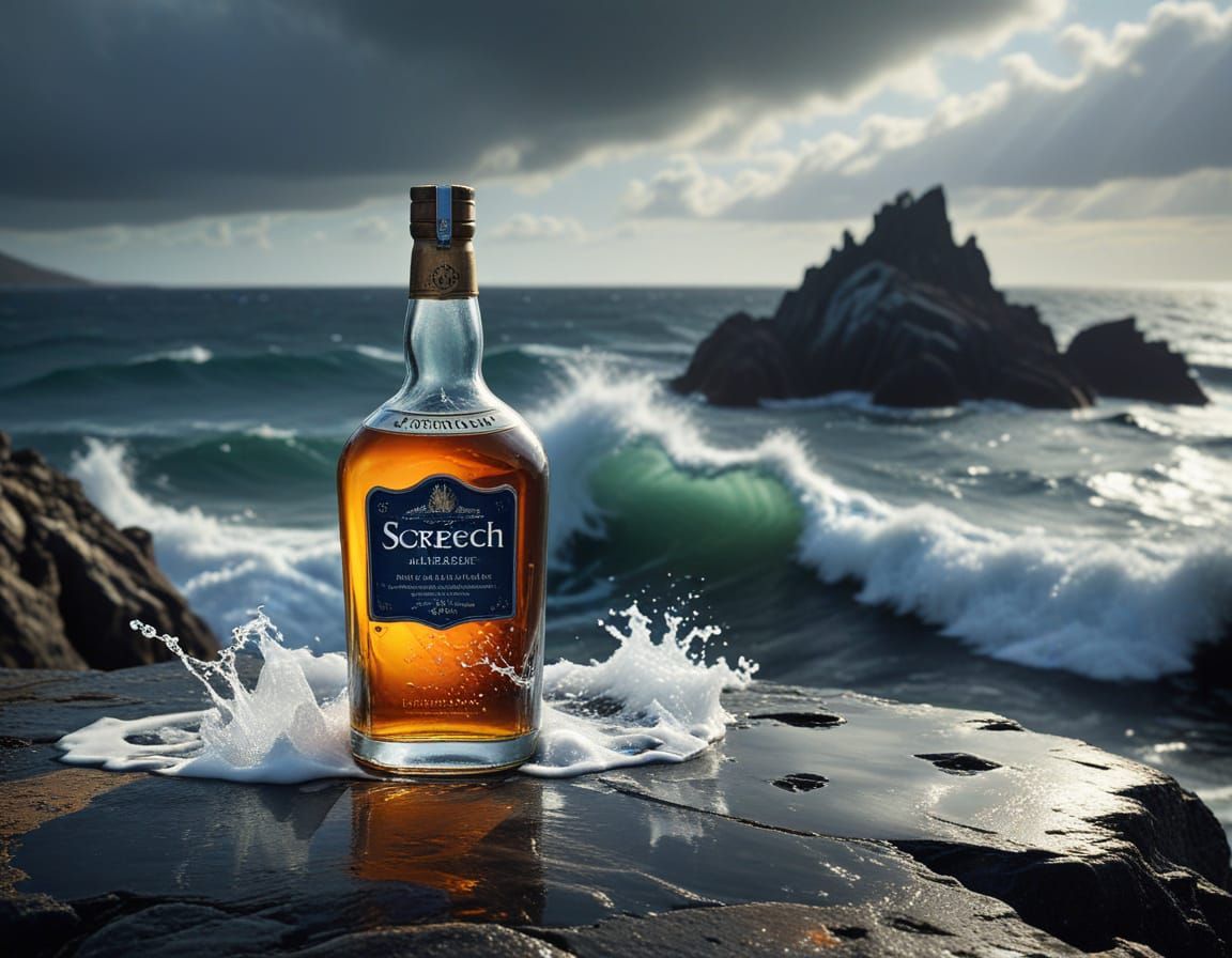 Screech Rum Bottle by Rugged Newfoundland Coast