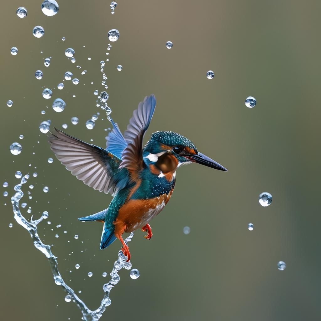 Kingfisher Dive: Macro Image of River Bird