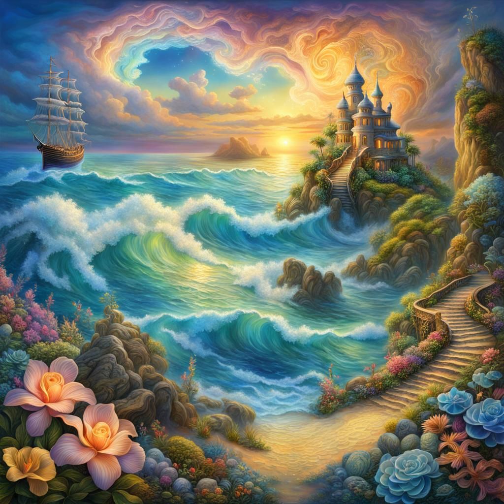 Fantasy Ocean Landscape in Digital Art Style