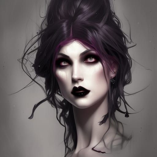 Beautiful Vampire Goth Portrait in 8K