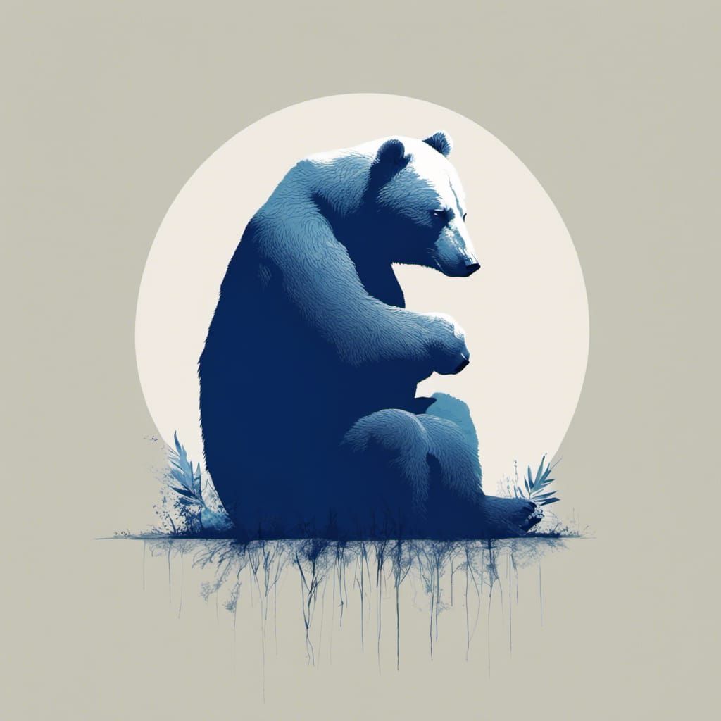 Minimalist Bear Hug Silhouette in Noir Style