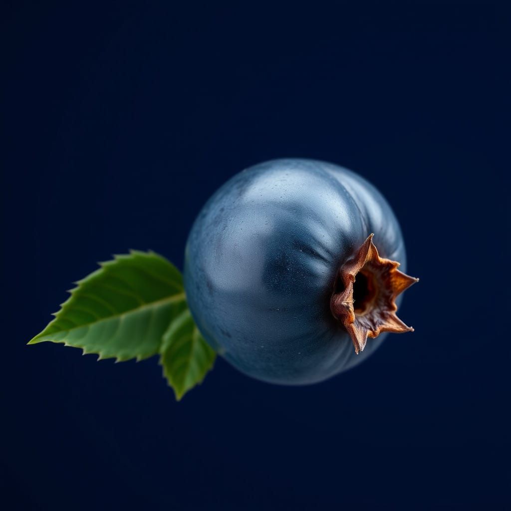Hyperrealistic Blueberry in Navy Blue