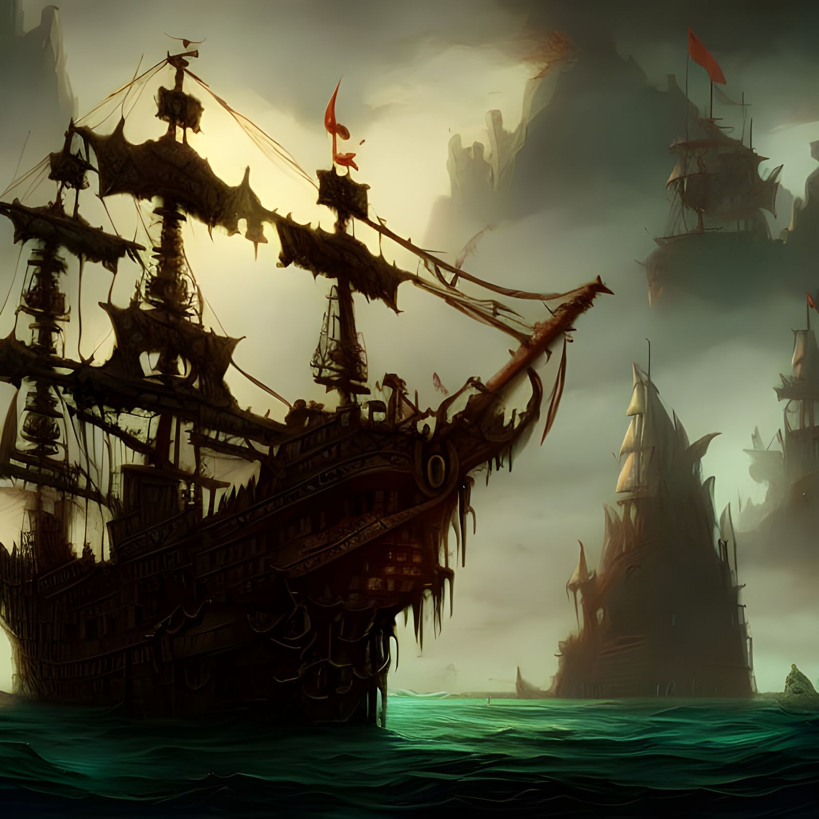 Sinister Ghost Ship Painting in High Resolution