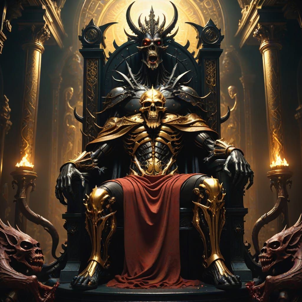 Dark Lord Cronos Devours Humans in Gothic Throne Room