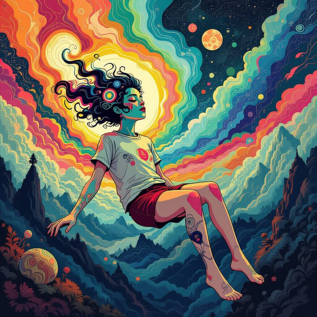 Dreamer in Surreal Landscape: A Digital Art Vision