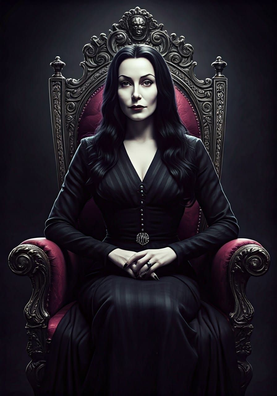 Morticia Addams in Black and White Elegance