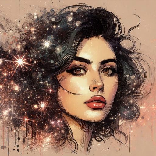 Elegant Syrian Woman in 1950s Splash Art