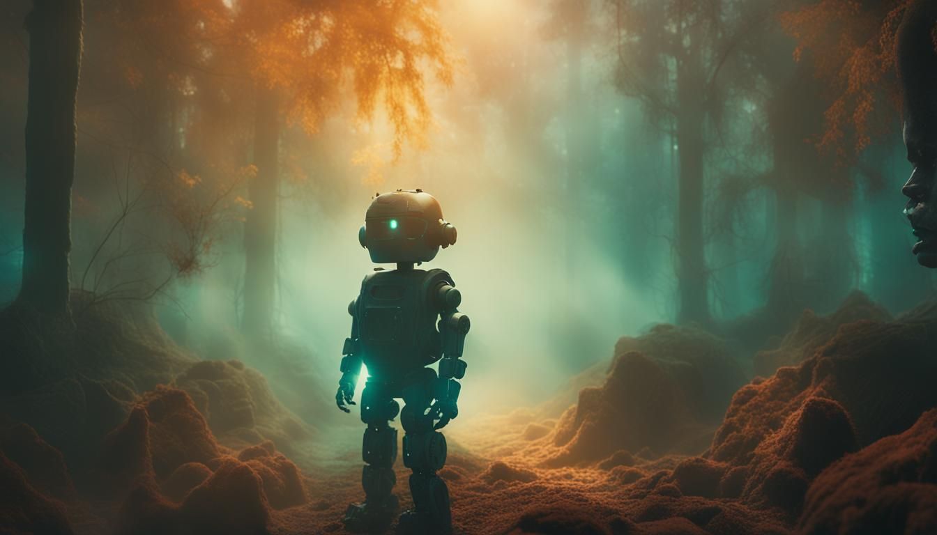 Eerie Humanoid Robot Portrait in Uncanny Valley