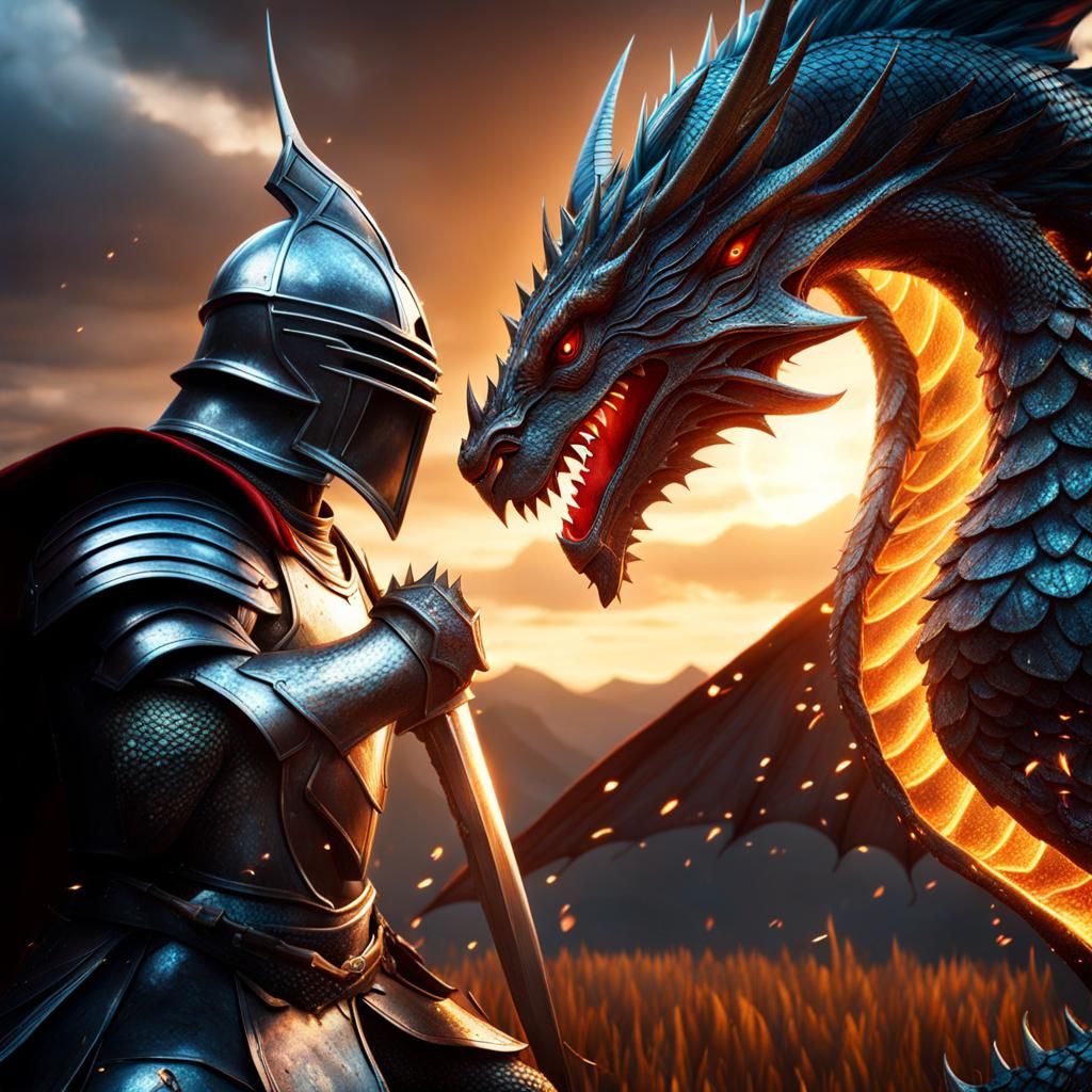 Epic Knight Versus Dragon Battle in 8K 3D