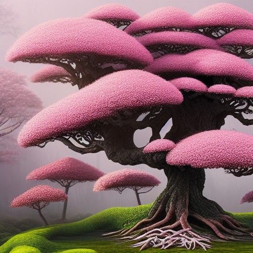 Ghibli-Inspired Bonsai Sakura Treehouse at Sunrise