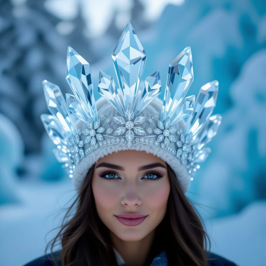 Crystal and Ice Crown Hat Sculpture