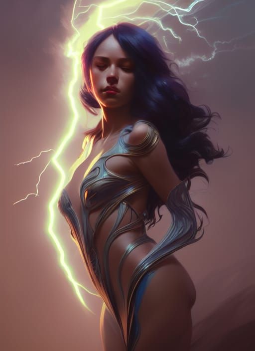 Lightning Spirit Portrait in Hyperdetailed Style