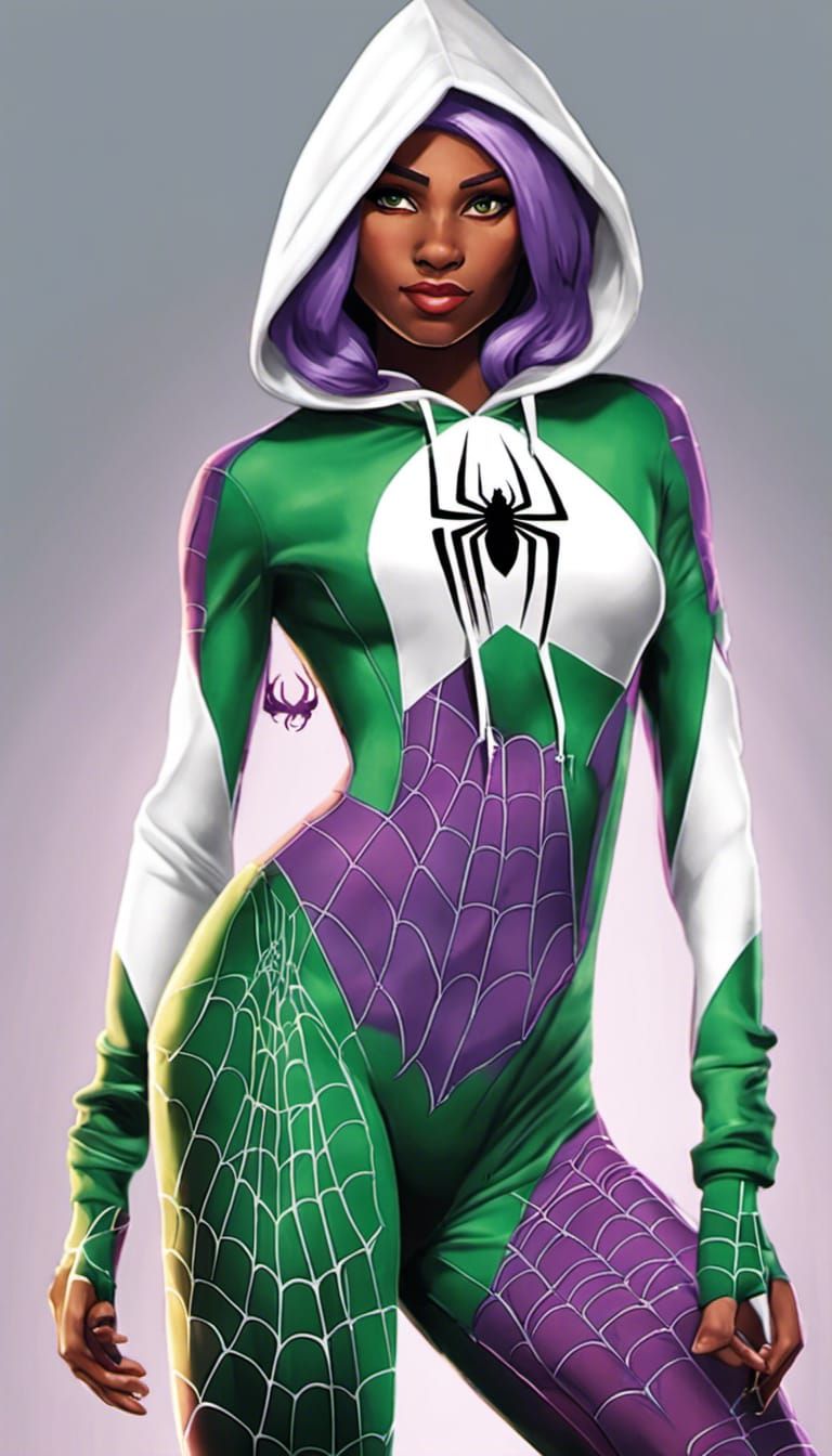 Spider-Verse Inspired Superheroine with Web Print