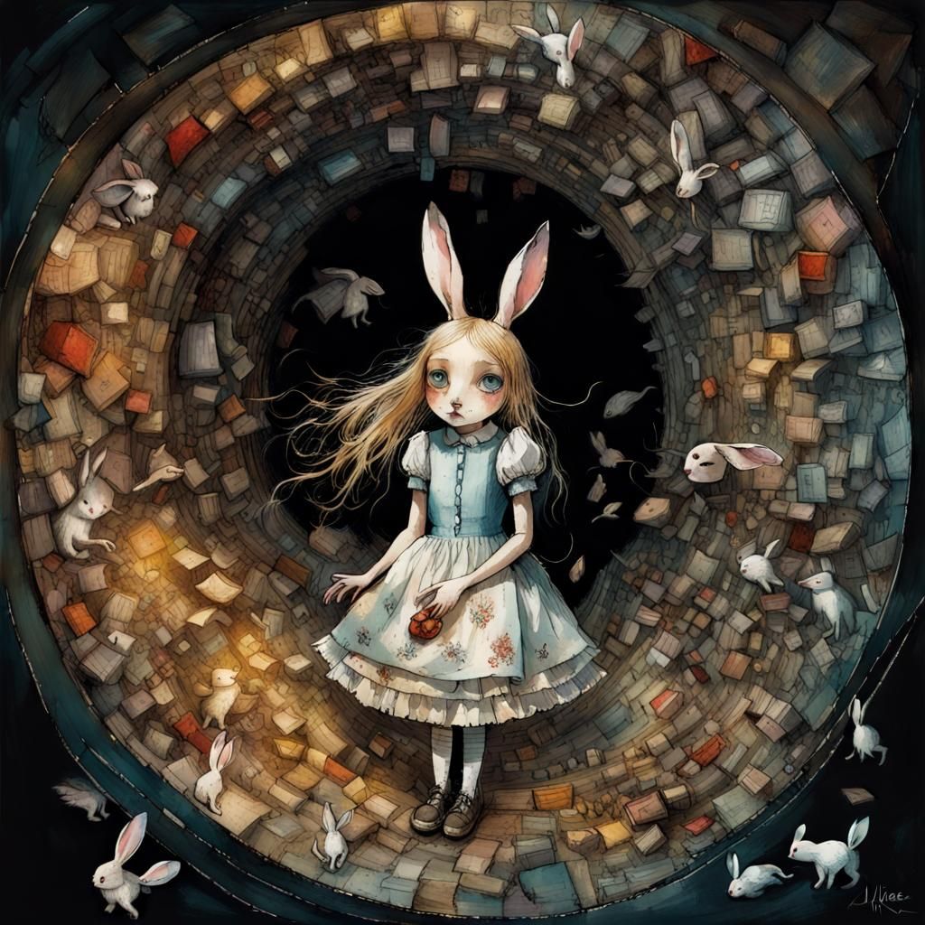 Alice in Wonderland: Dark Fantasy Vortex Collage