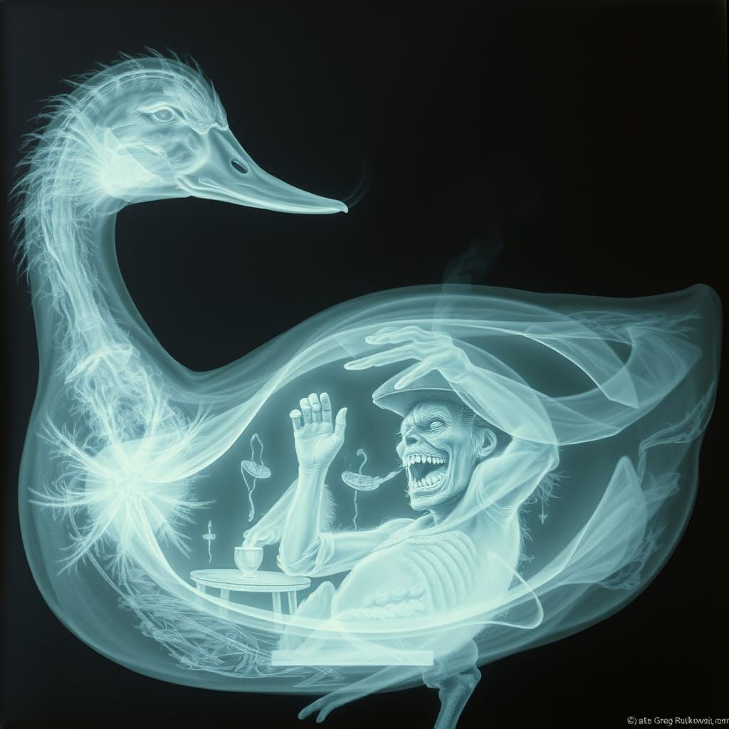 An X-Ray Of A Duck Revealing A Troll smoking a cigar Living ...