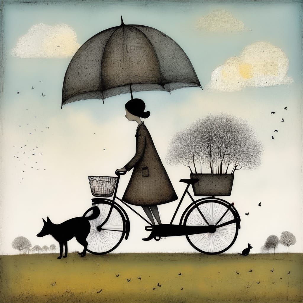 Whimsical Double Exposure Artwork in Dreamlike Setting