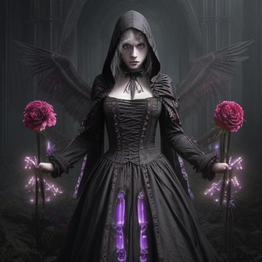 Vampire Warrior with Rose in Gothic Victorian Style