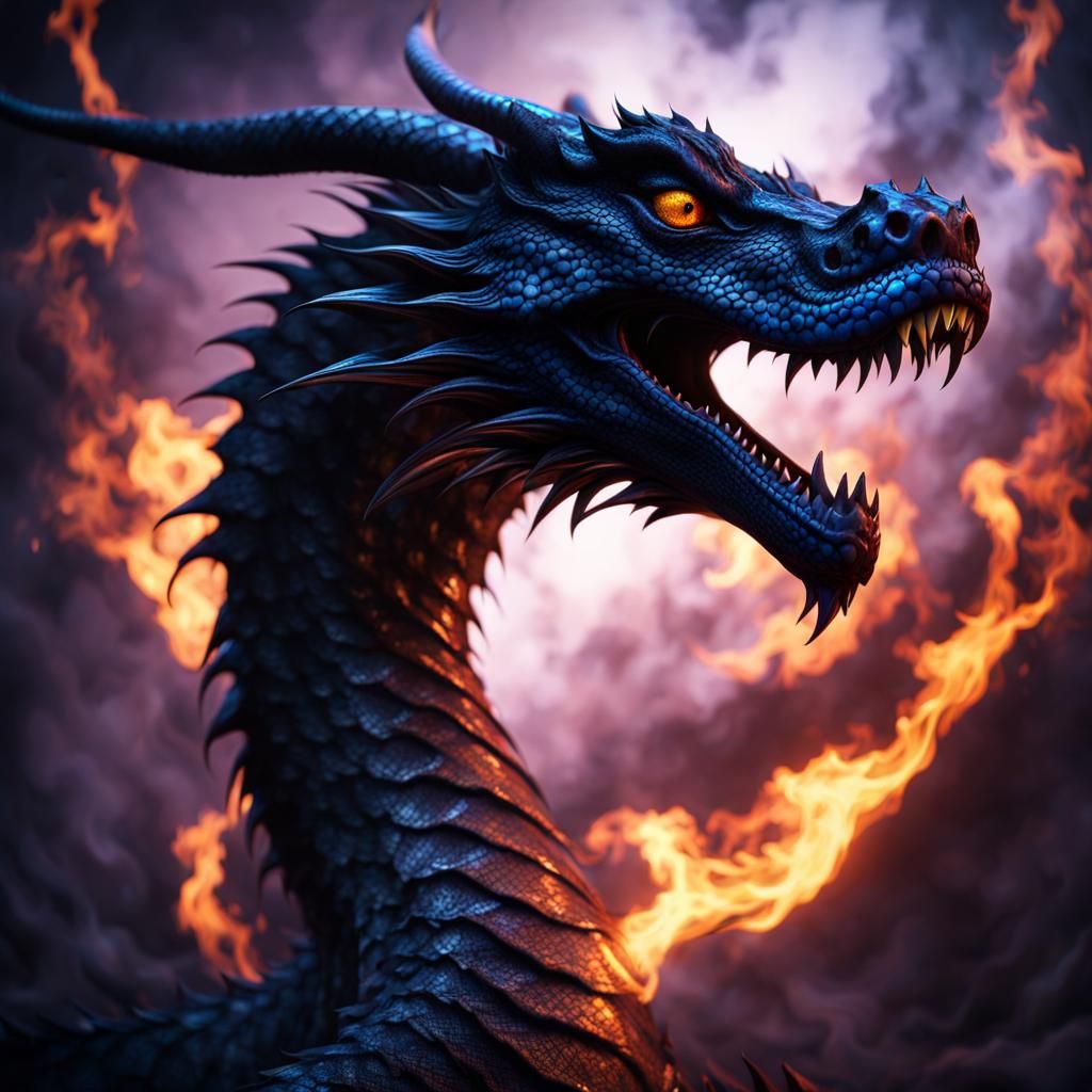 Gothic Dragon Python with Electric Eyes in Dark Fantasy Art