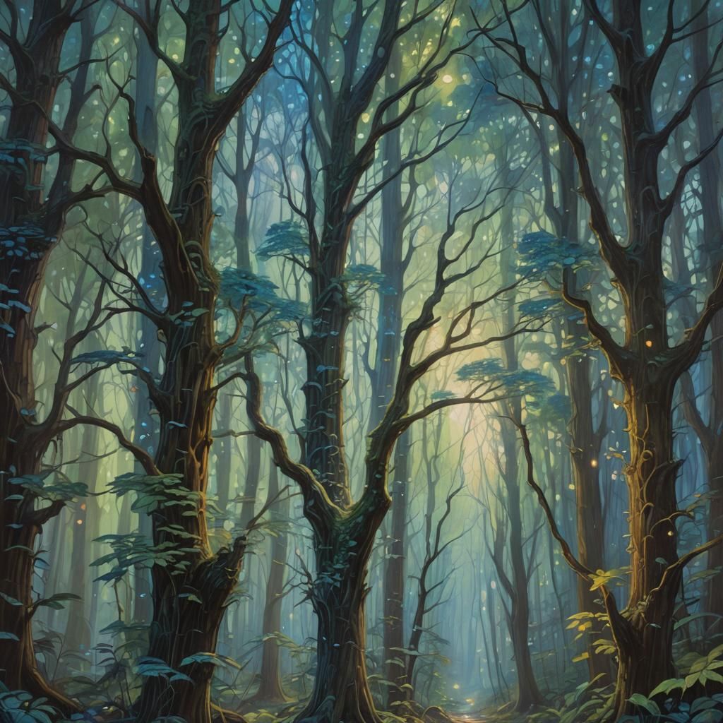 Luminara in Twilight Forest: Fantasy Realism Oil Painting